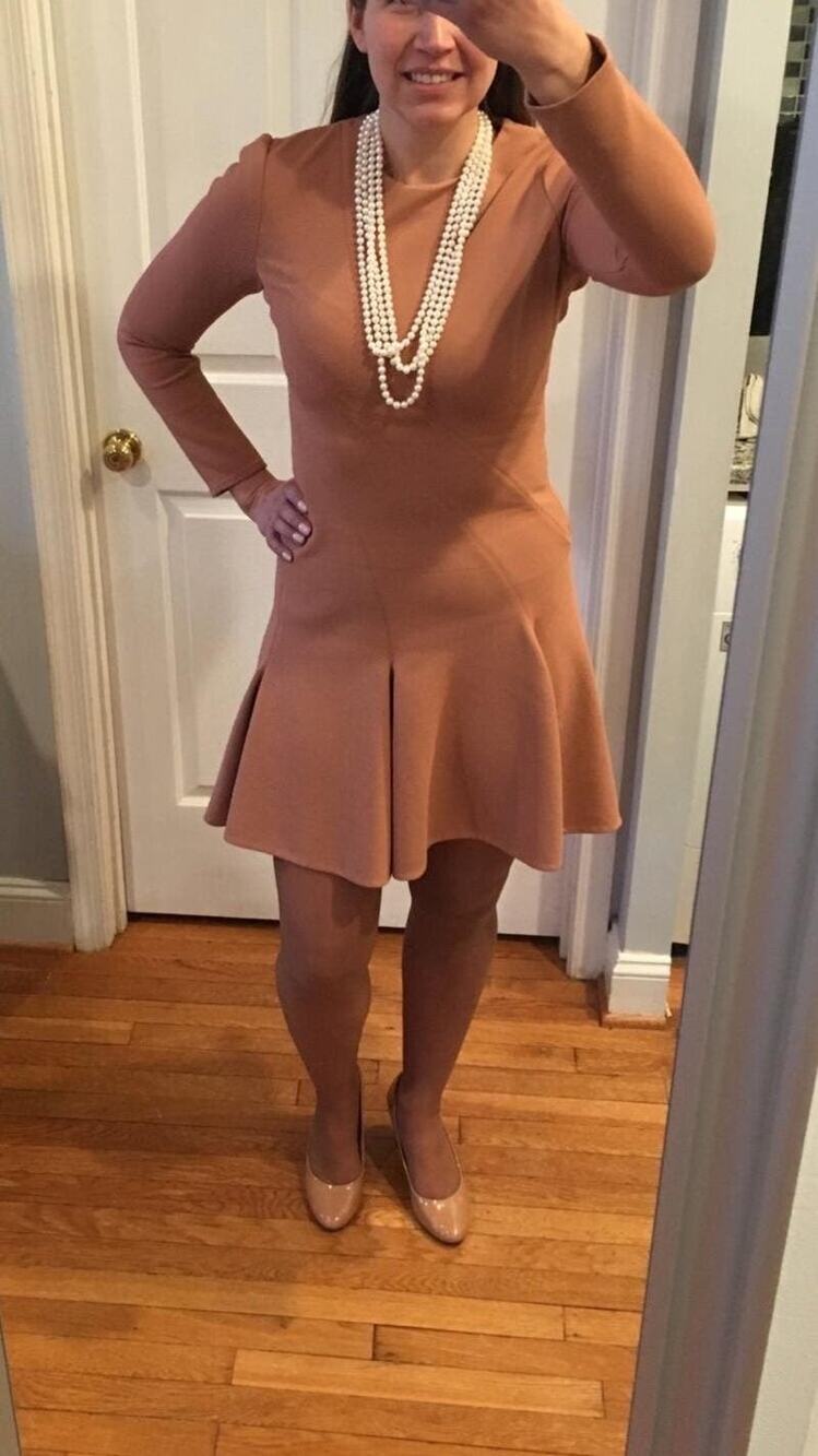 CARVEN Terracotta Orange Hue Bois De Rose Crew Neckline Midi Dress size 40
